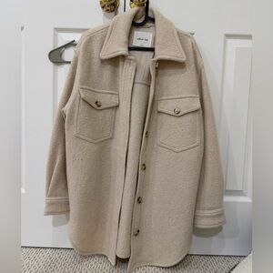 Aritzia Cream Wool Blend Jacket shacket